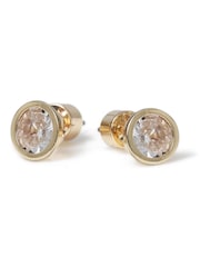 Aela Gold Tone Diamond Simulants Solitaire Stud Earrings - Image 2 of 2
