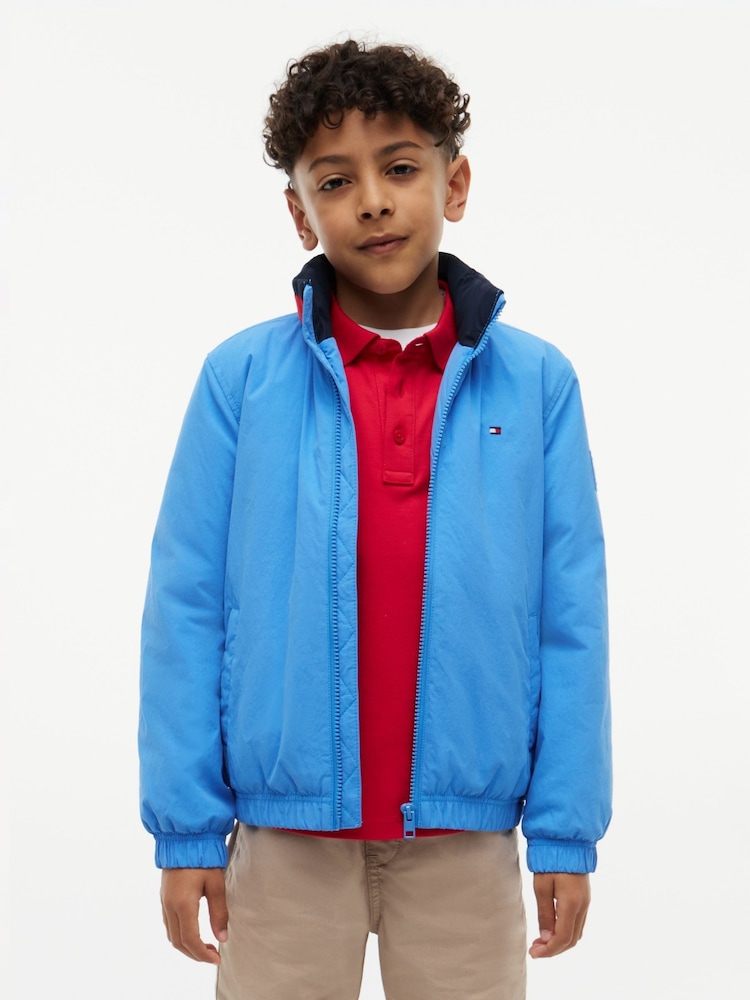 Tommy Hilfiger Blue Essential Flag Logo Collar Padded Jacket - Image 1 of 6 Tommy Hilfiger Blue Essential Flag Logo Collar Padded Jacket - Image 1 of 6