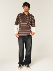 Hollister Brown Boxy Heavyweight Stripe Polo Shirt - Image 2 of 5