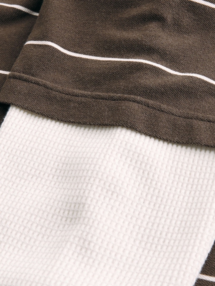 Hollister Brown Boxy Heavyweight Stripe Polo Shirt - Image 5 of 5