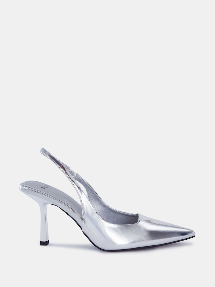Novo Light Silver Zafu Slingback Court Shoes - Image 1 of 5 Novo Light Silver Zafu Slingback Court Shoes - Image 1 of 5