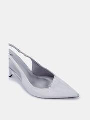 Novo Light Silver Zafu Slingback Court Shoes - Image 2 of 5