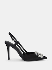 Novo Black Yamini Satin Hardware Slingback Court Shoes - Image 2 of 6