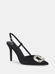Novo Black Yamini Satin Hardware Slingback Court Shoes - Image 3 of 6