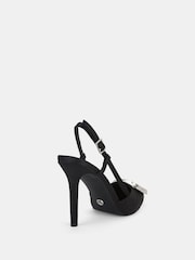 Novo Black Yamini Satin Hardware Slingback Court Shoes - Image 4 of 6