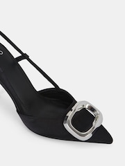 Novo Black Yamini Satin Hardware Slingback Court Shoes - Image 6 of 6