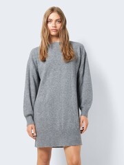 NOISY MAY Grey Slash Neck Knitted Jumper Dress - Image 1 of 6