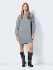 NOISY MAY Grey Slash Neck Knitted Jumper Dress - Image 4 of 6