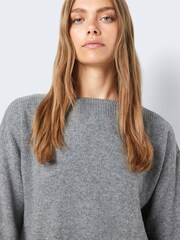 NOISY MAY Grey Slash Neck Knitted Jumper Dress - Image 5 of 6