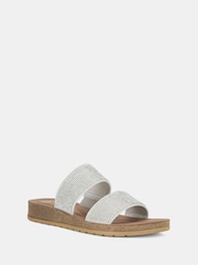 Novo Silver Regular Fit Samara Diamante Mule Sandals - Image 3 of 4