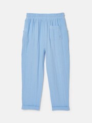 Joules Girls' Playtime Blue Textured Woven Trousers - Image 2 of 6