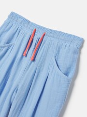 Joules Girls' Playtime Blue Textured Woven Trousers - Image 3 of 6