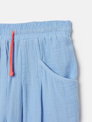 Joules Girls' Playtime Blue Textured Woven Trousers - Image 4 of 6