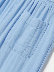 Joules Girls' Playtime Blue Textured Woven Trousers - Image 6 of 6