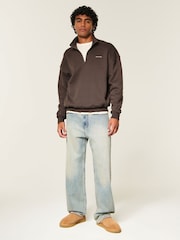 Қоңыр - Hollister Quauter Zip Logo Sweatshirt - 3суретінің 1 суреті