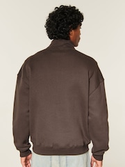 Қоңыр - Hollister Quauter Zip Logo Sweatshirt - 3суретінің 2 суреті