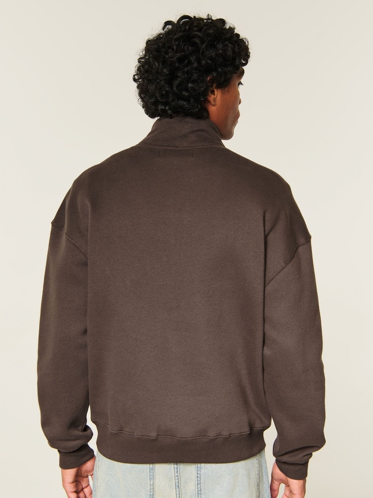 Қоңыр - Hollister Quauter Zip Logo Sweatshirt - 3суретінің 2 суреті