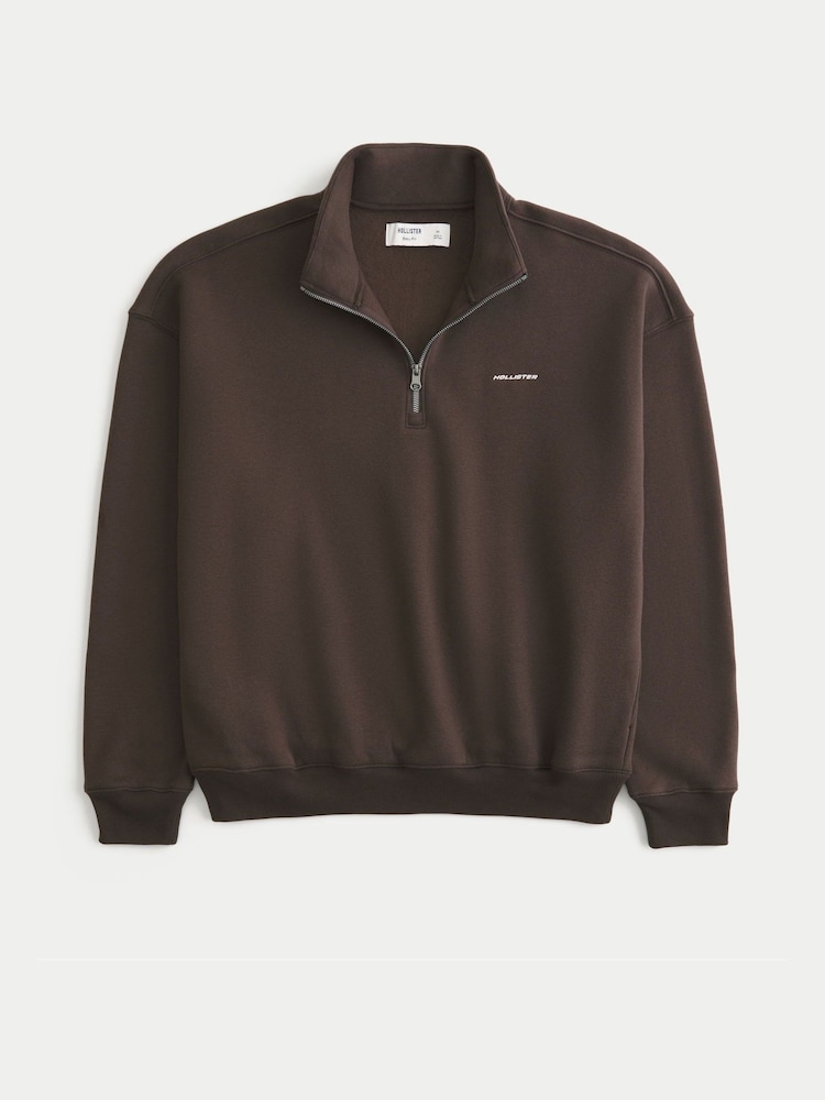Қоңыр - Hollister Quauter Zip Logo Sweatshirt - 3суретінің 3 суреті