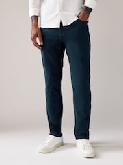 Blue Dark Slim Fit Soft Touch 5 Pocket Jean Style Trousers - Image 1 of 12