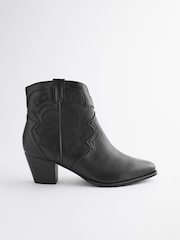 Black Regular/Wide Fit Forever Comfort® Stitched Detail Ankle Western/Cowboy Boots - Image 2 of 8