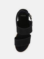 Novo Black Wide Fit Sadie Espadrille Double Strap Sandals - Image 5 of 5