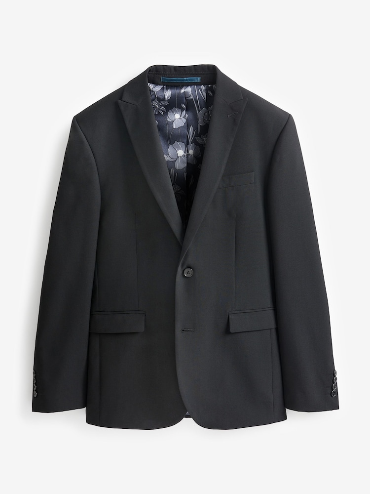 Noir - Ajustement régulier - Veste de costume à deux boutons - Image 6 of 10