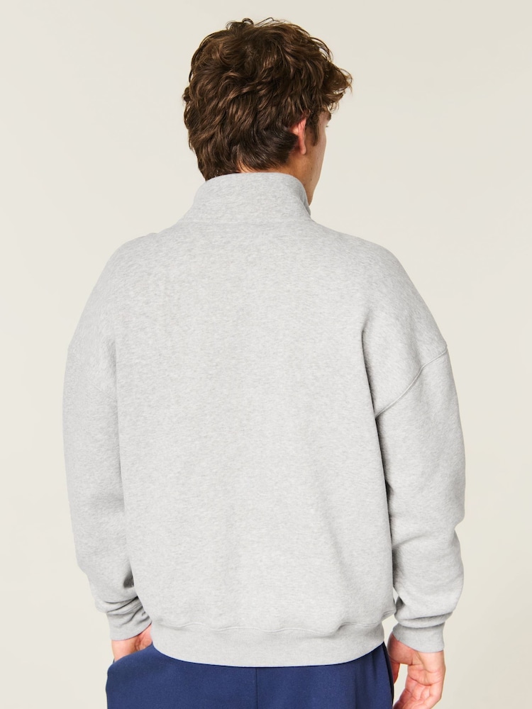 Сұр - Hollister Quauter Zip Logo Sweatshirt - 3суретінің 2 суреті