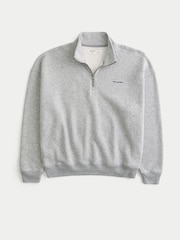 Сұр - Hollister Quauter Zip Logo Sweatshirt - 3суретінің 3 суреті