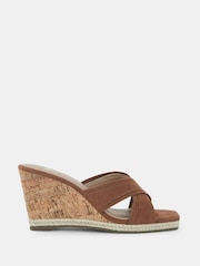 Novo Brown Brixton Cork Wedge Mules - Image 2 of 6