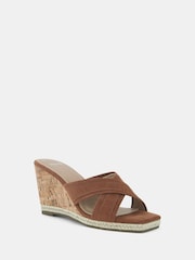 Novo Brown Brixton Cork Wedge Mules - Image 3 of 6