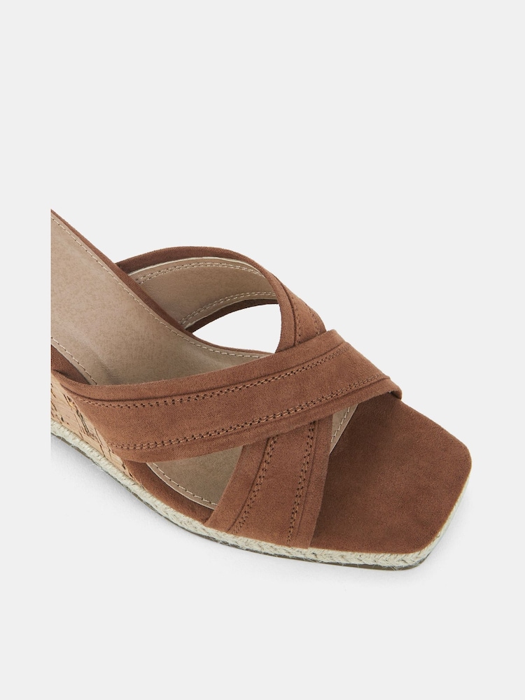 Novo Brown Brixton Cork Wedge Mules - Image 6 of 6