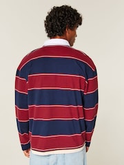 Hollister Red Stripe Long Sleeve Rugby Polo Shirt - Image 2 of 3