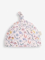 JoJo Maman Bébé Pink Floral Print Cotton Baby Hat - Image 1 of 2