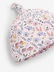 JoJo Maman Bébé Pink Floral Print Cotton Baby Hat - Image 2 of 2