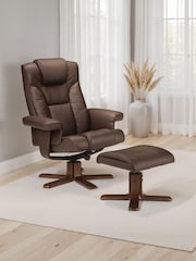 Julian Bowen Brown Malmo Swivel Recliner and Stool - Image 1 of 2