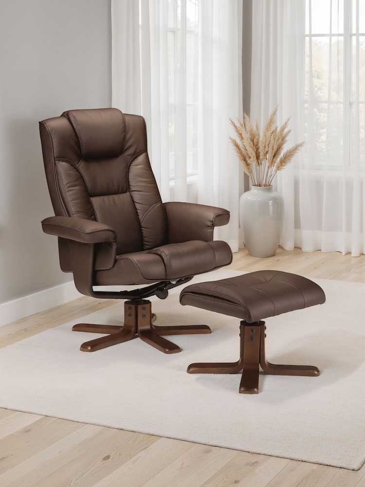 Julian Bowen Brown Malmo Swivel Recliner and Stool - Image 1 of 2