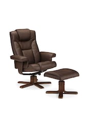Julian Bowen Brown Malmo Swivel Recliner and Stool - Image 2 of 2