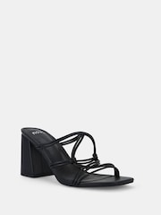 Novo Black Regular Fit Luckie Block Heel Mules - Image 3 of 6