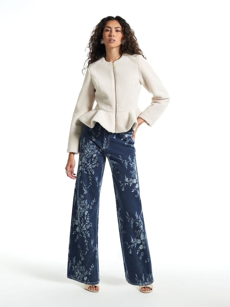 River Island Relaxed Straight Leg Printed Jeans - Image 1 de 4