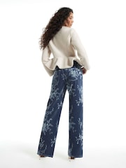 River Island Relaxed Straight Leg Printed Jeans - Image 4 de 4