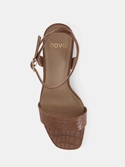Novo Brown Novo Martinez Wide Fit Block Heel Sandals - Image 5 of 6