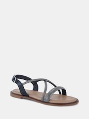 Novo Black Twinkle Diamante Trim Flat Sandals - Image 2 of 5