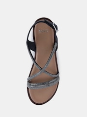 Novo Black Twinkle Diamante Trim Flat Sandals - Image 4 of 5