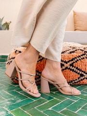 Novo Nude Wide Fit Luckie Block Heel Mules - Image 1 of 6