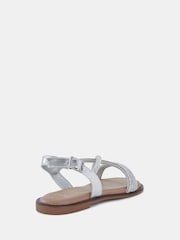 Novo Silver Twinkle Diamante Trim Flat Sandals - Image 6 of 6