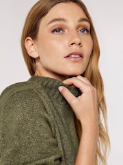 Apricot Khaki Green Chunky Knit High Neck Midi Dress - Image 4 of 4