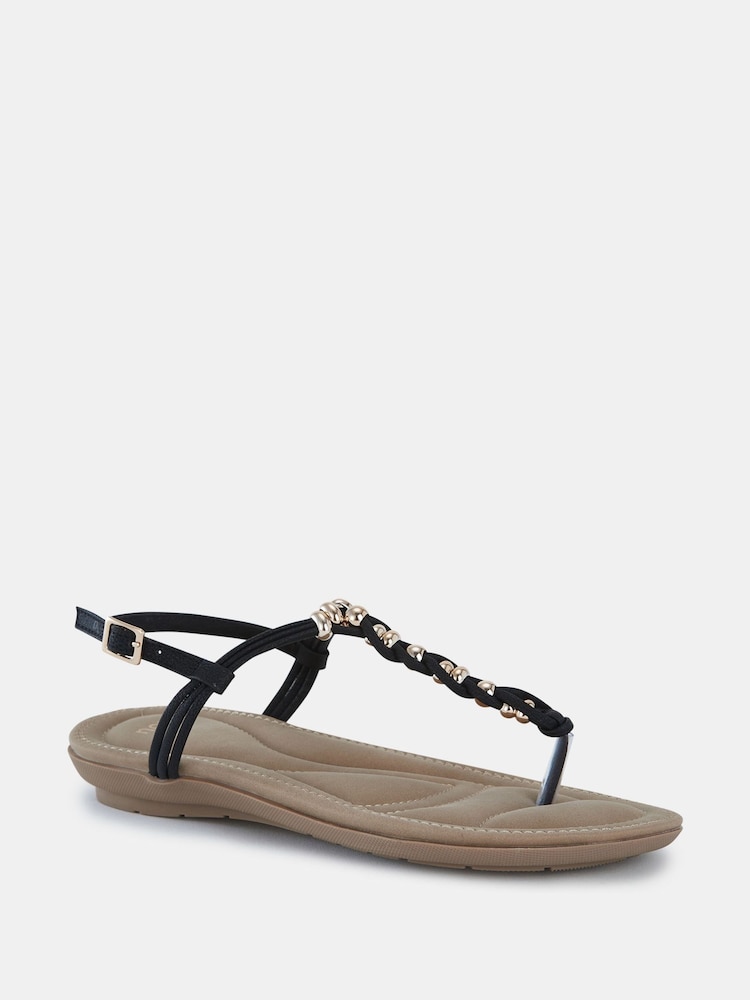 Novo Black Tara Toe Post Bead Sandals - Image 2 of 6