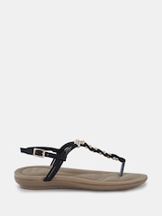 Novo Black Tara Toe Post Bead Sandals - Image 3 of 6