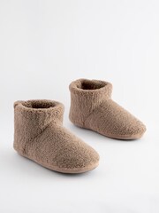 Stone Brown Borg Slipper Boots - Image 1 of 7