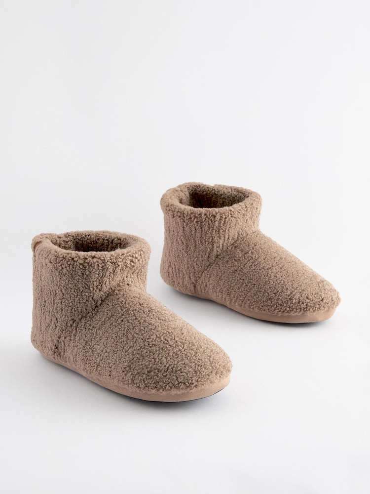 Stone Brown Borg Slipper Boots - Image 1 of 7
